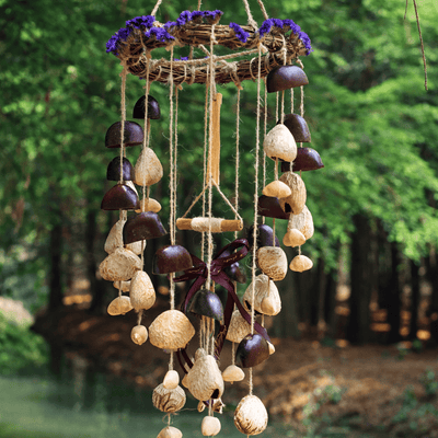 The Floral Harvest Chime - Vine Wreath Mobile with Dried Flowers