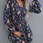 Floral Layered Surplice Balloon Sleeve Dress - Korvel
