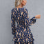 Floral Layered Surplice Balloon Sleeve Dress - Korvel