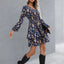 Floral Layered Surplice Balloon Sleeve Dress - Korvel