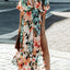 Floral Plunge Half Sleeve Dress - Korvel