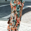 Floral Plunge Half Sleeve Dress - Korvel