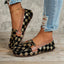 Floral PU Leather Flat Loafers