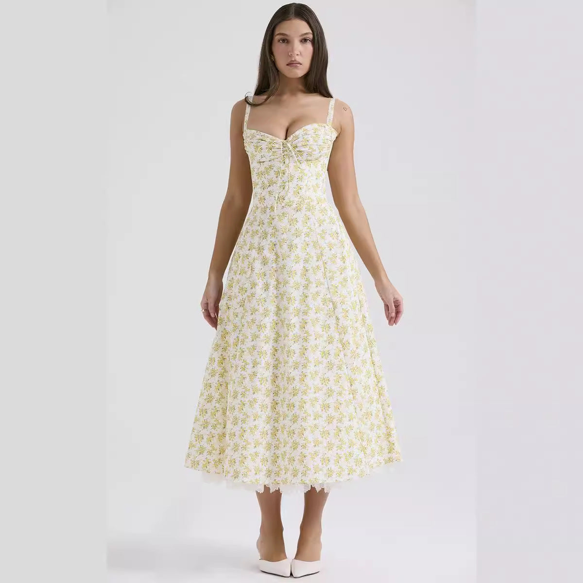 Floral series French summer camisole gentle style dress slimming floral camisole long skirt - Korvel