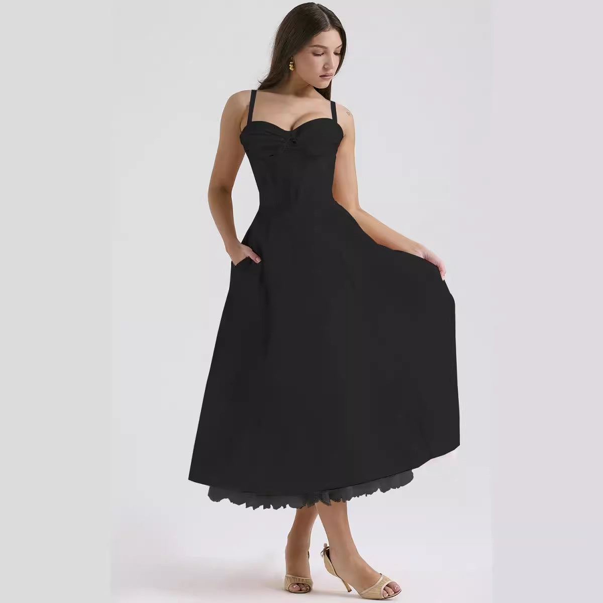 Floral series French summer camisole gentle style dress slimming floral camisole long skirt - Korvel