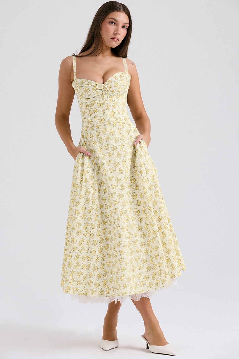 Floral series French summer camisole gentle style dress slimming floral camisole long skirt - Korvel