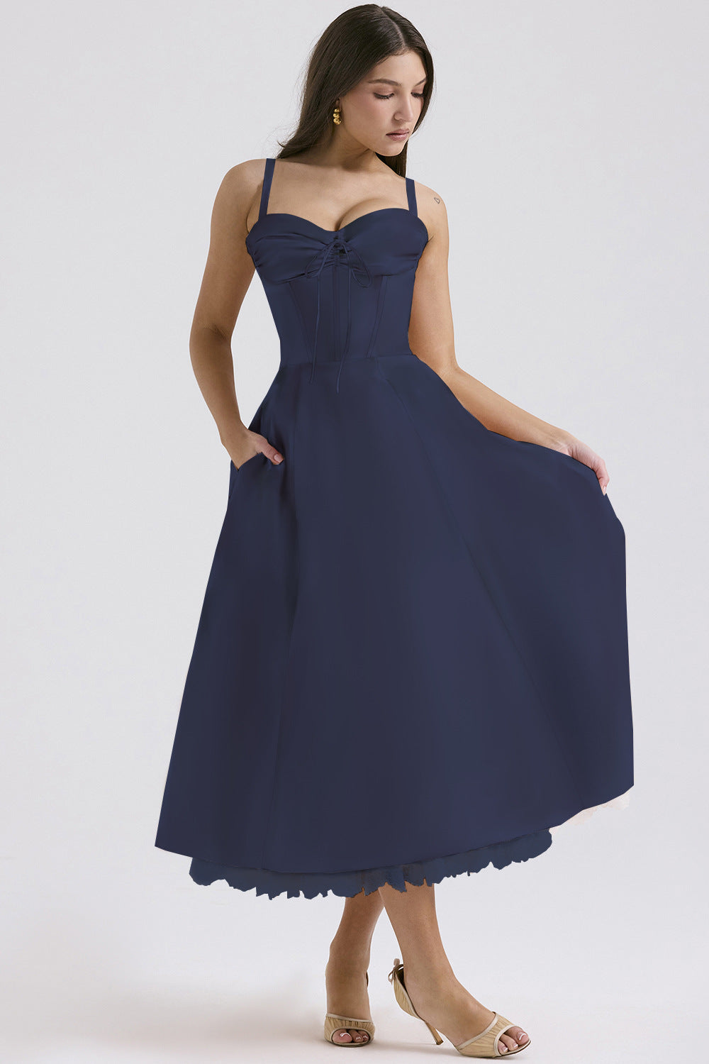 Floral series French summer camisole gentle style dress slimming floral camisole long skirt - Korvel