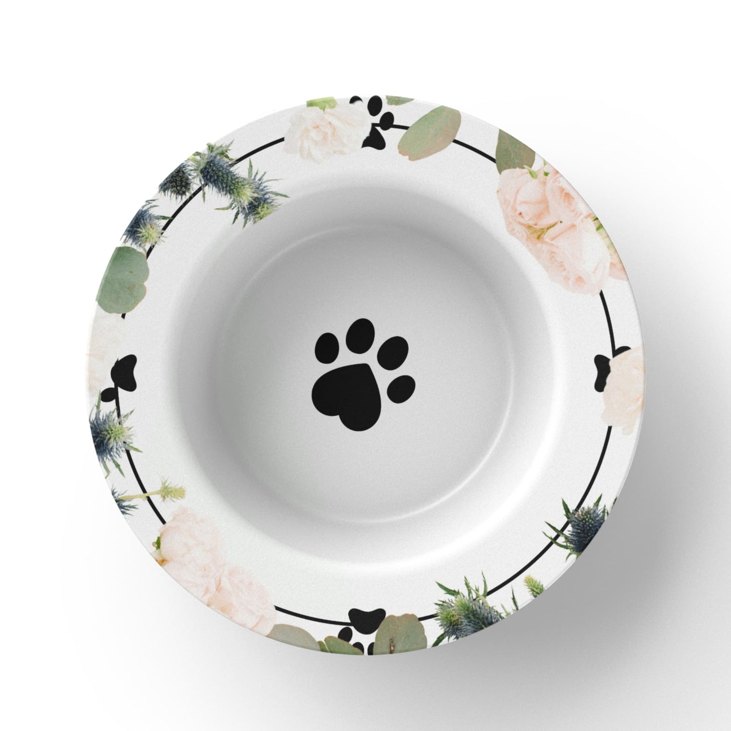 Tazón Coleccionable de Huella de Gato Floral para Amantes de los Gatos