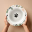 Tazón Coleccionable de Huella de Gato Floral para Amantes de los Gatos