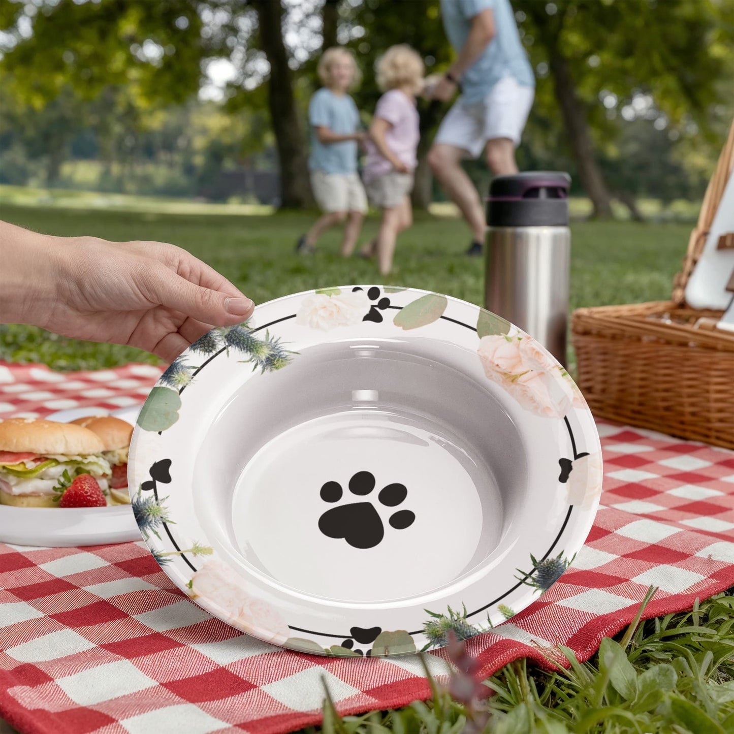 Tazón Coleccionable de Huella de Gato Floral para Amantes de los Gatos