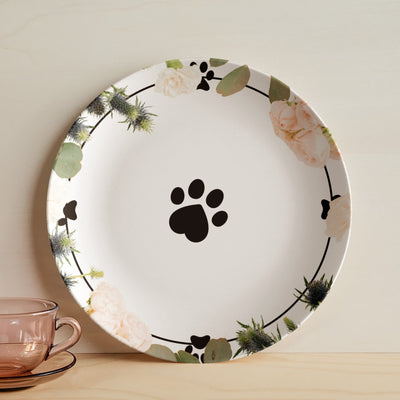 Floral Cat Paw Collectible Plate