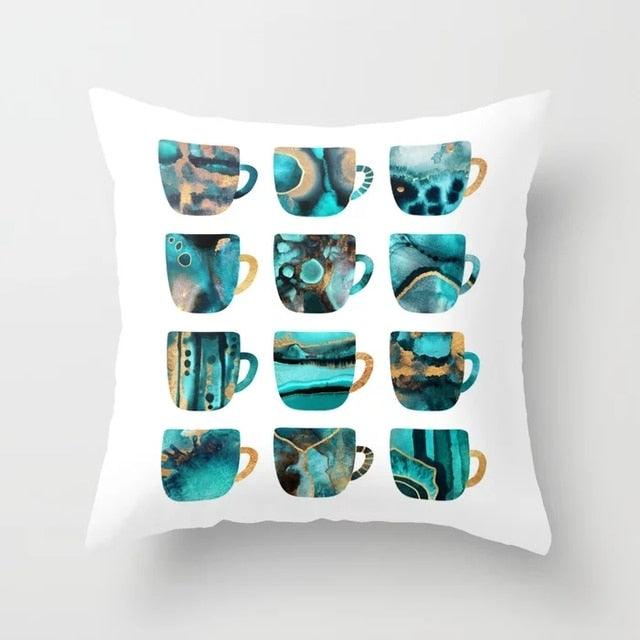 Housses de coussin à motif floral bleu sarcelle