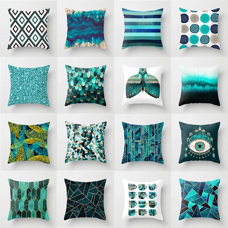 Housses de coussin à motif floral bleu sarcelle