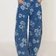 Flower Print Wide Leg Jeans - Korvel