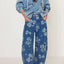 Flower Print Wide Leg Jeans - Korvel