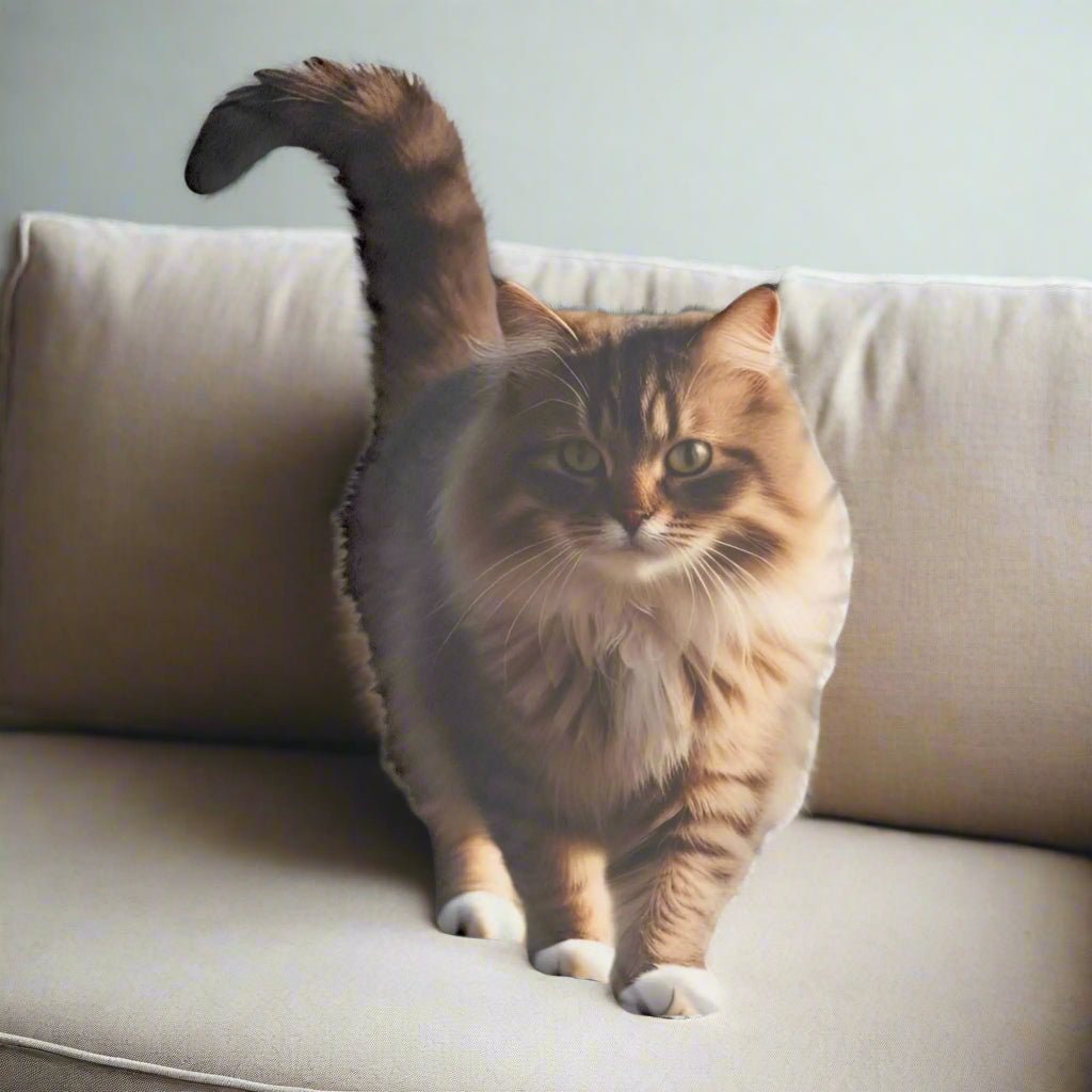 Cojín con forma de gato esponjoso y encantador