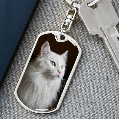 Adorable Fluffy White Kitty Keychain - Korvel