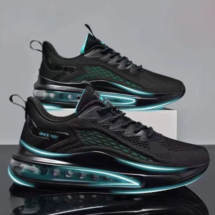 Flyknit running shoes for men, spring  new shock-absorbing air cushion sports shoes, Korean version height increasing fashionable casual shoes for men - Korvel