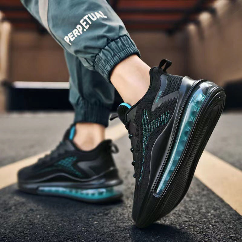 Flyknit running shoes for men, spring  new shock-absorbing air cushion sports shoes, Korean version height increasing fashionable casual shoes for men - Korvel
