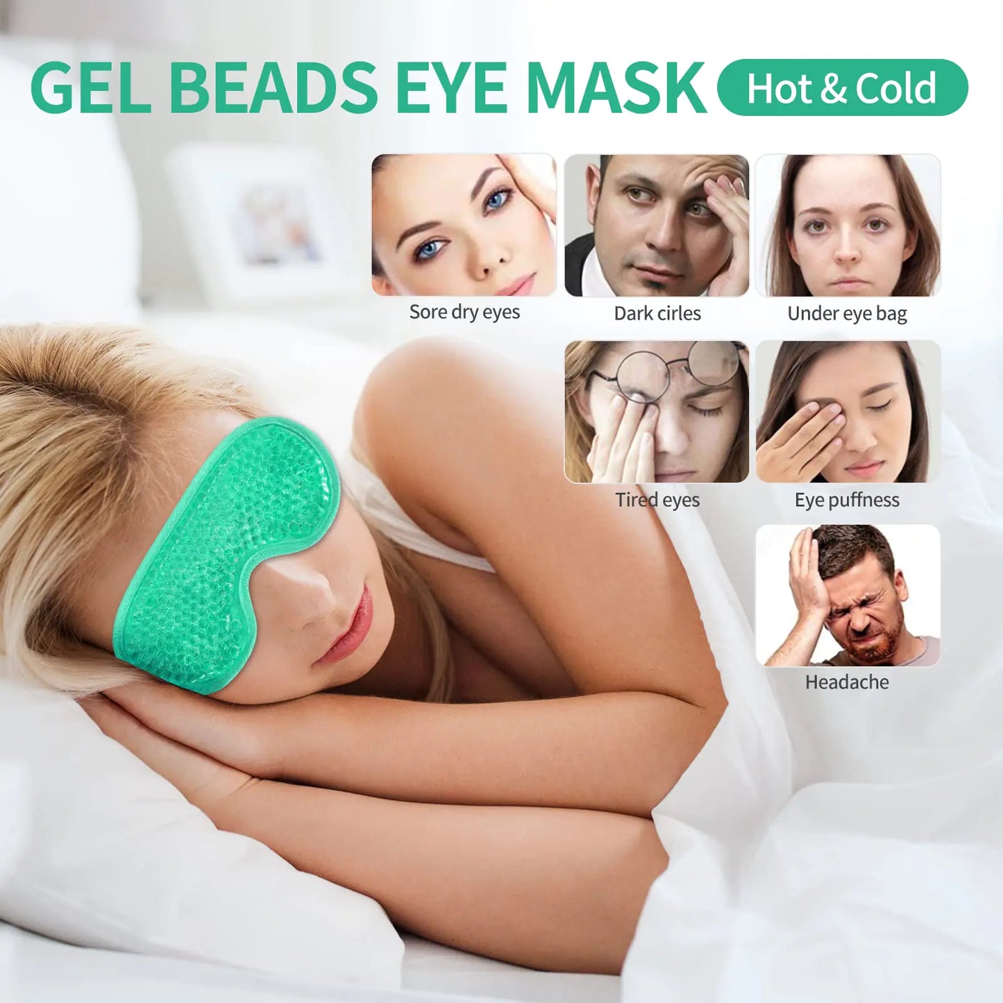 Masques pour les yeux en gel réutilisables - Thérapie chaude et froide (2 pièces)