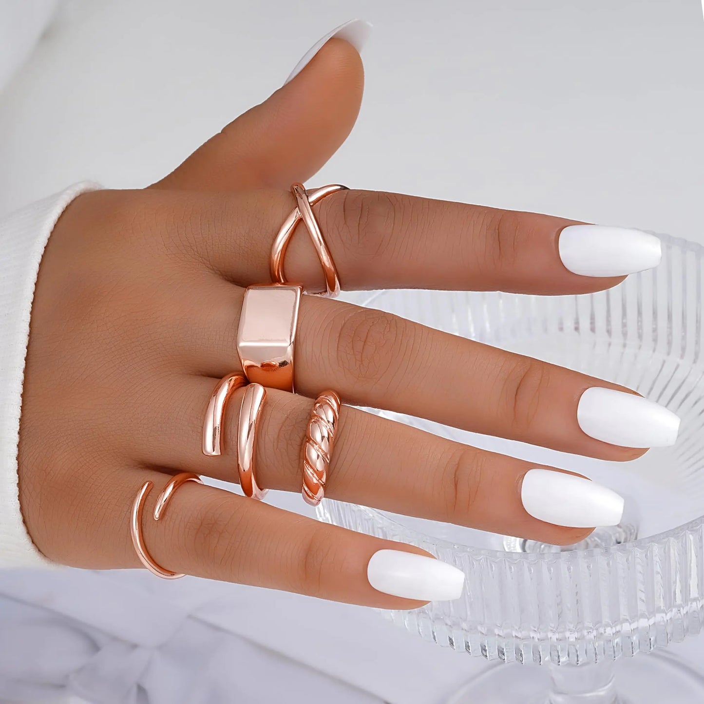 Ensemble de 12 bagues empilables en or FAXHION pour femmes