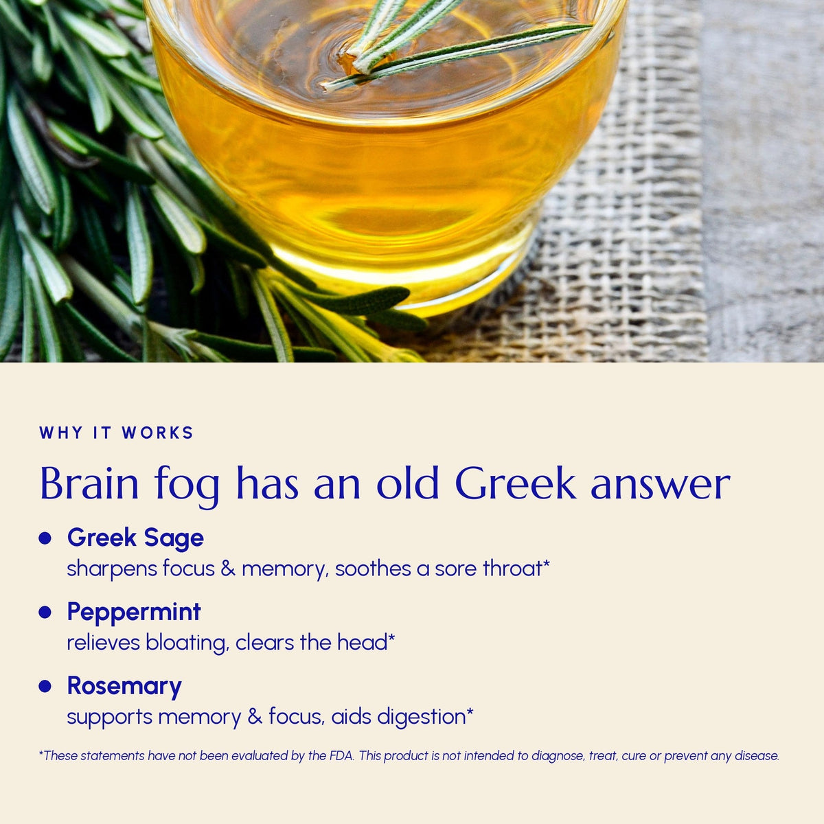 Té Focus: mezcla de hierbas griegas de salvia, menta y romero