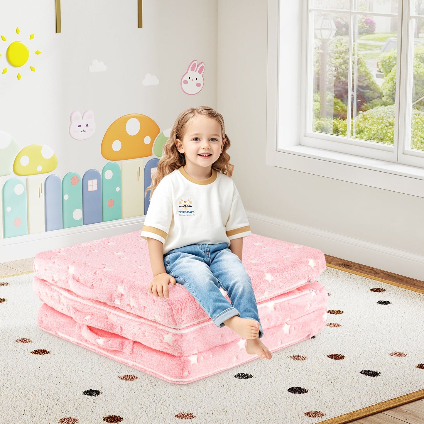 Matelas de sol pliable Gbruno pour enfants - Rose