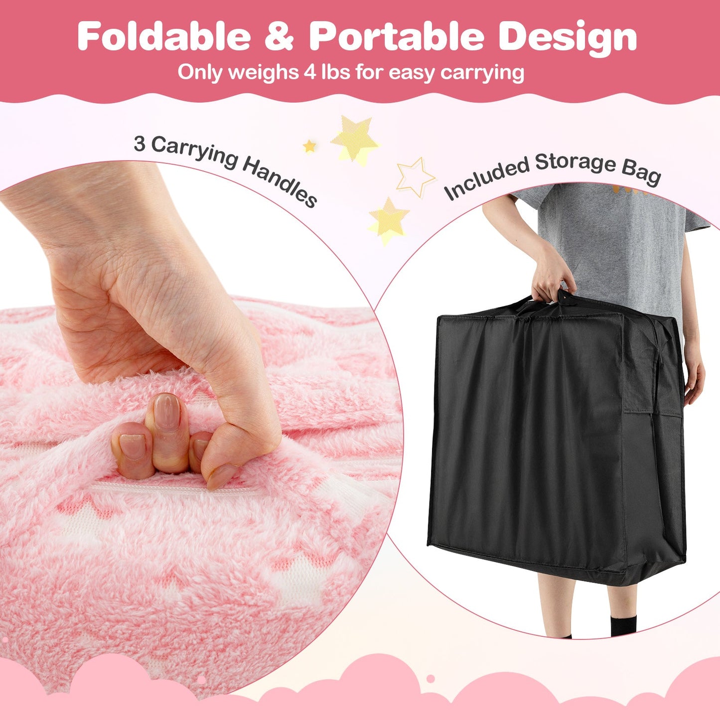 Matelas de sol pliable Gbruno pour enfants - Rose