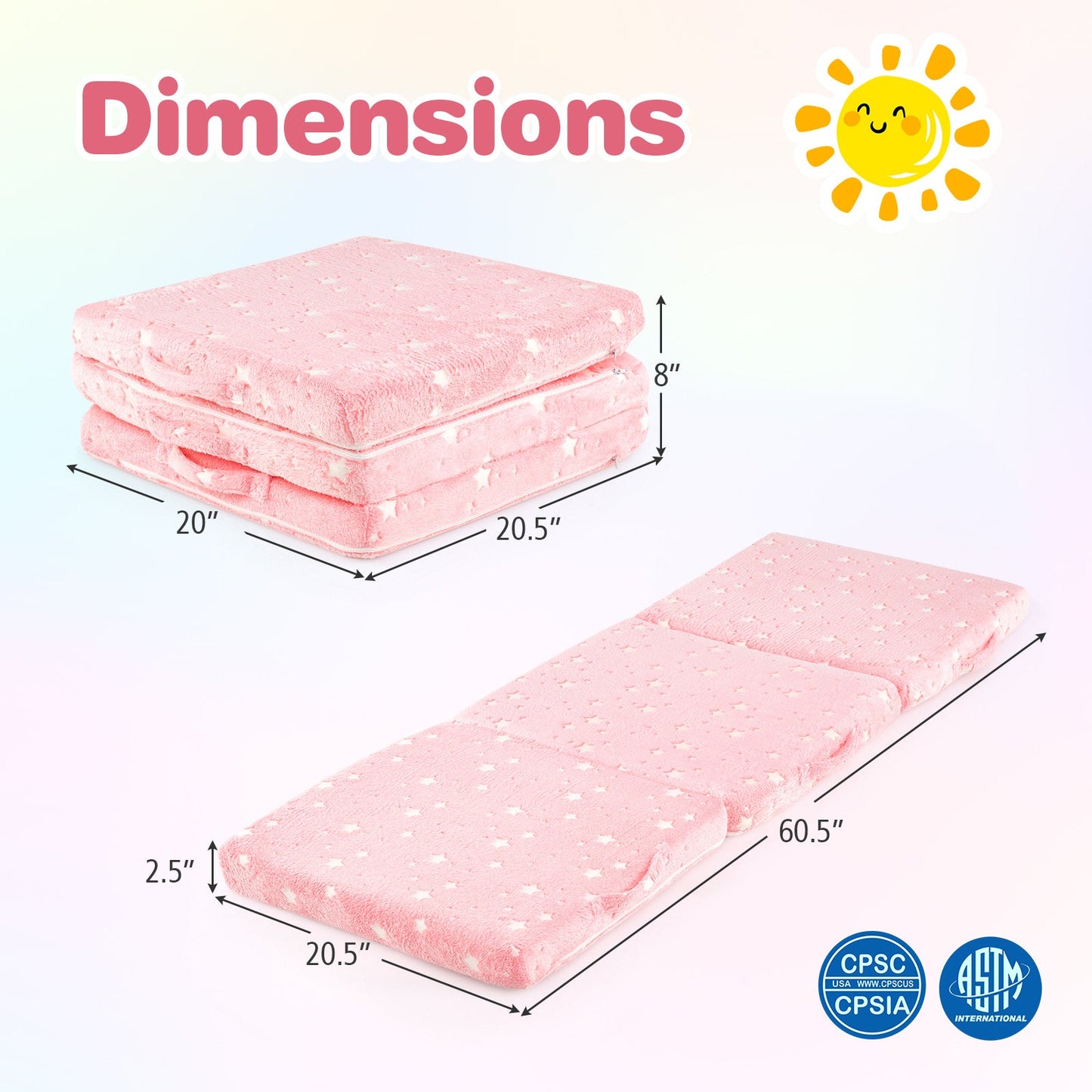 Matelas de sol pliable Gbruno pour enfants - Rose