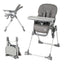 Silla Alta Plegable con Reposapiés y Bandeja Desmontable - Gris