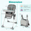 Silla Alta Plegable con Reposapiés y Bandeja Desmontable - Gris