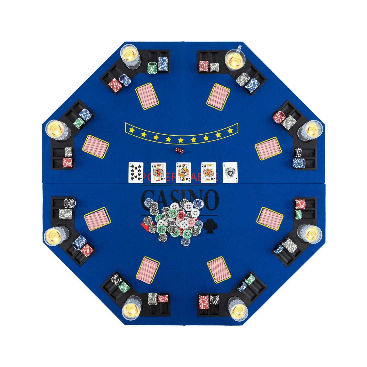 Mesa de Póker Plegable para 8 Jugadores con Bolsa de Transporte - Azul