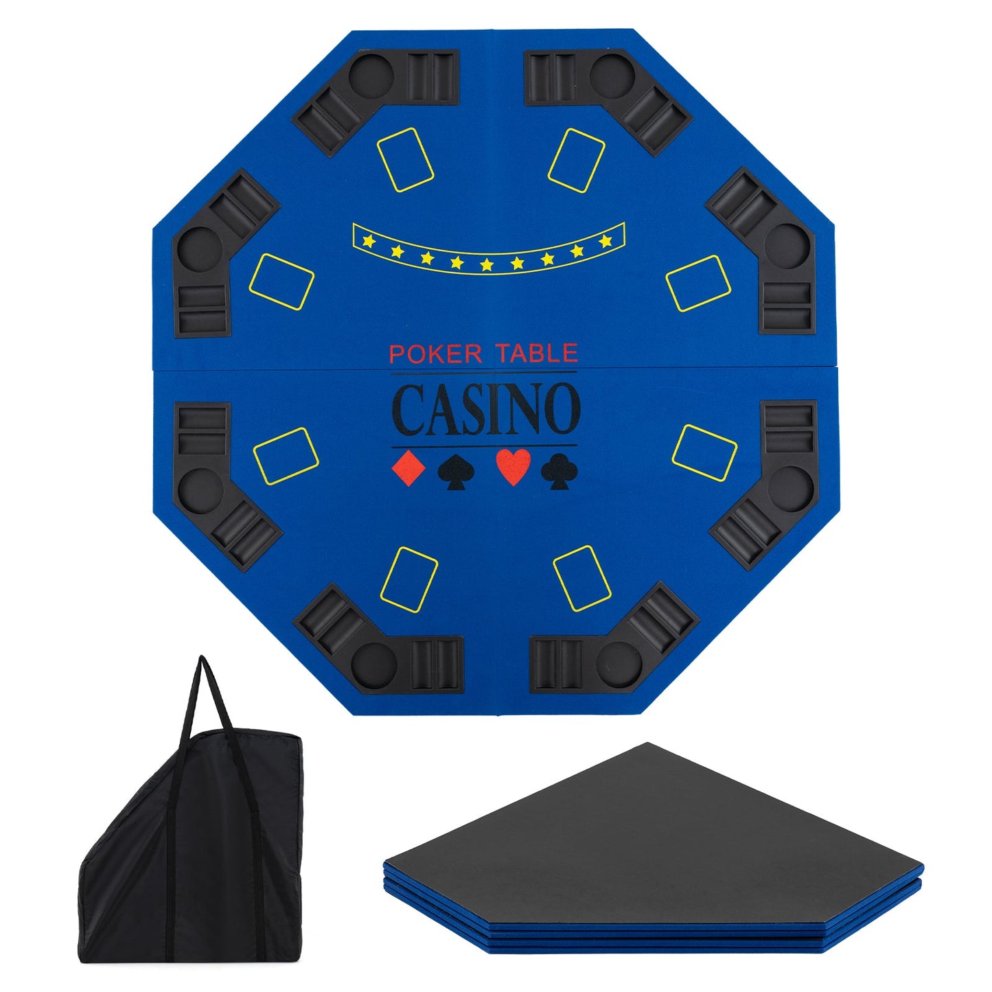 Mesa de Póker Plegable para 8 Jugadores con Bolsa de Transporte - Azul