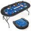 Mesa de Póker Plegable Premium con 8 Portavasos - Azul