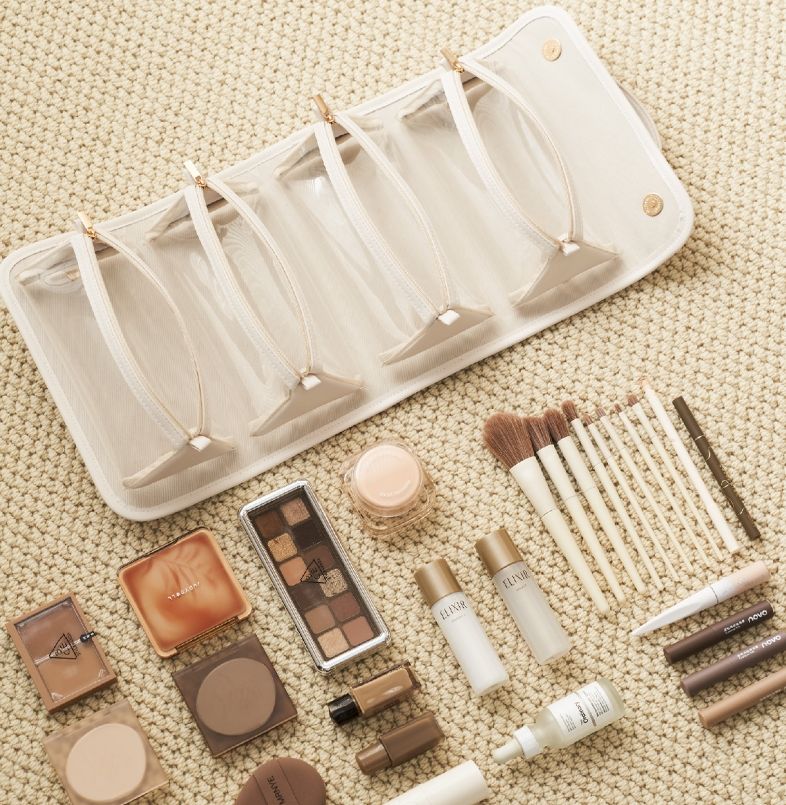 Trousse de maquillage pliable premium - Grande capacité de rangement de voyage
