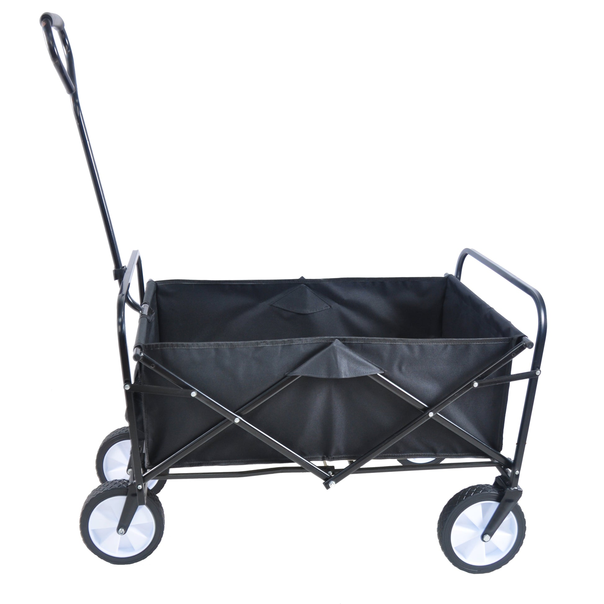 Folding Wagon Garden Shopping Beach Cart (Black) - Korvel