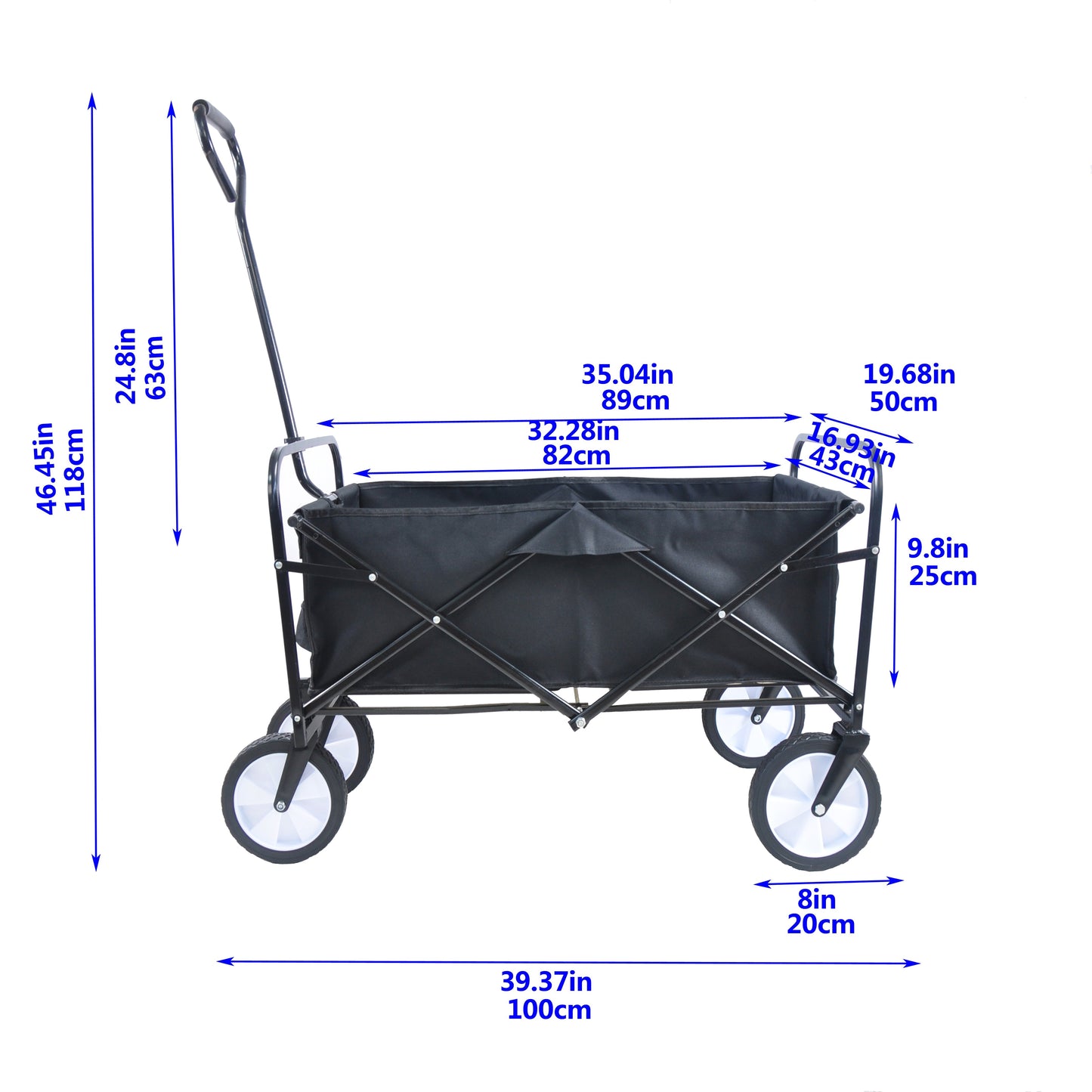 Folding Wagon Garden Shopping Beach Cart (Black) - Korvel