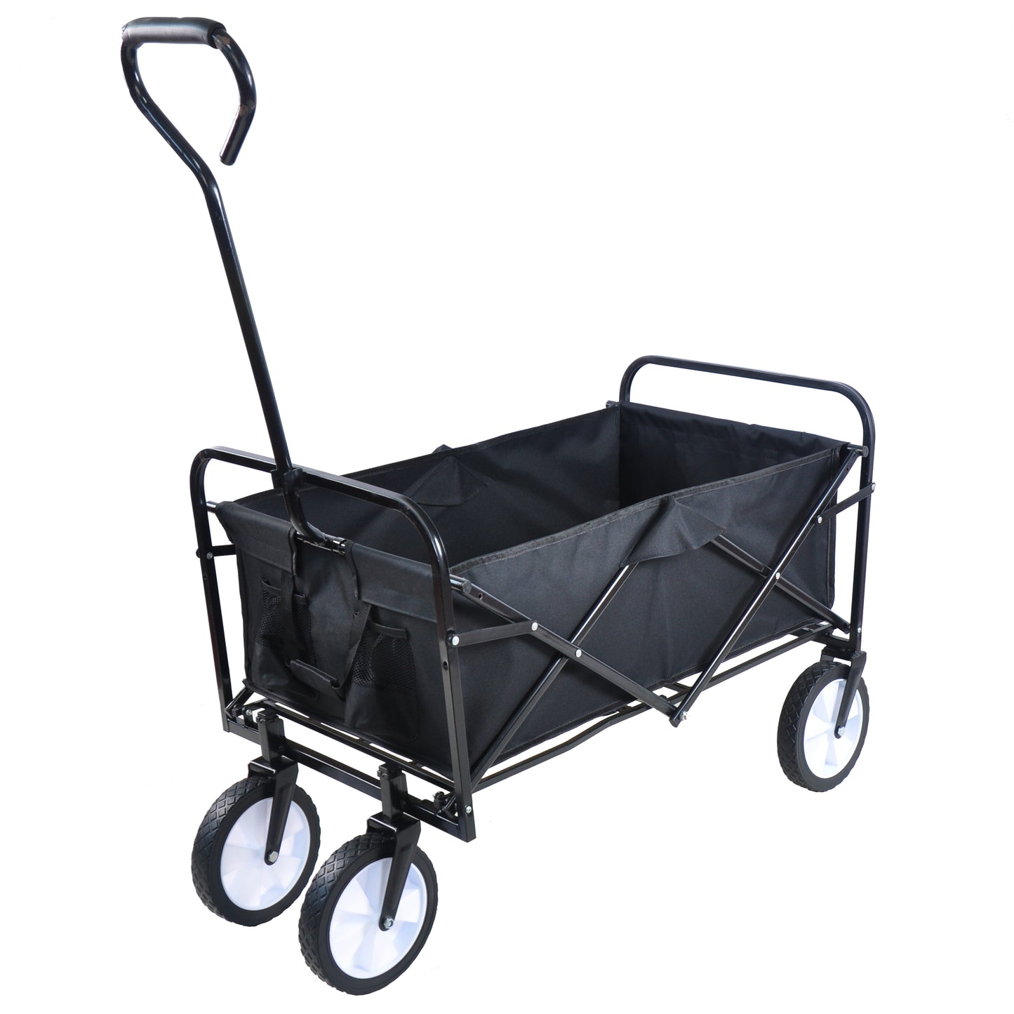 Folding Wagon Garden Shopping Beach Cart (Black) - Korvel