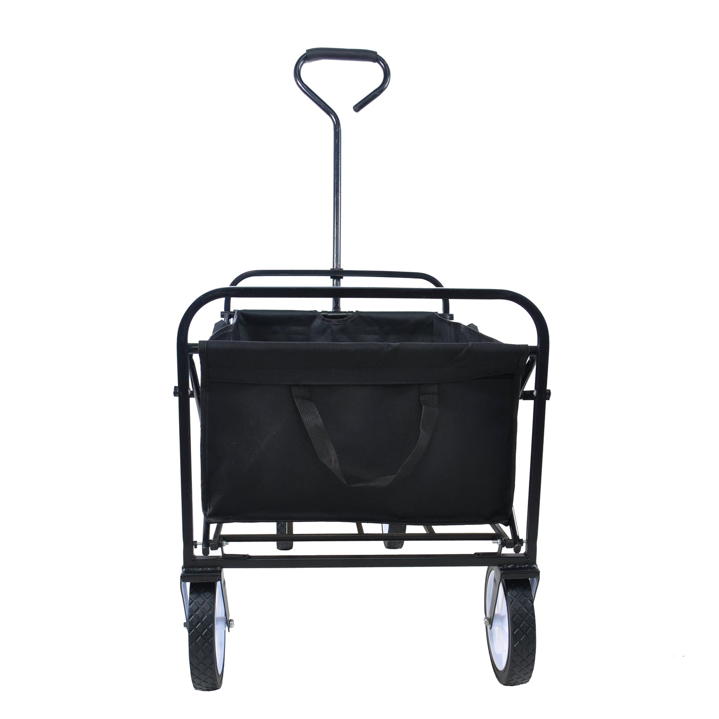 Folding Wagon Garden Shopping Beach Cart (Black) - Korvel