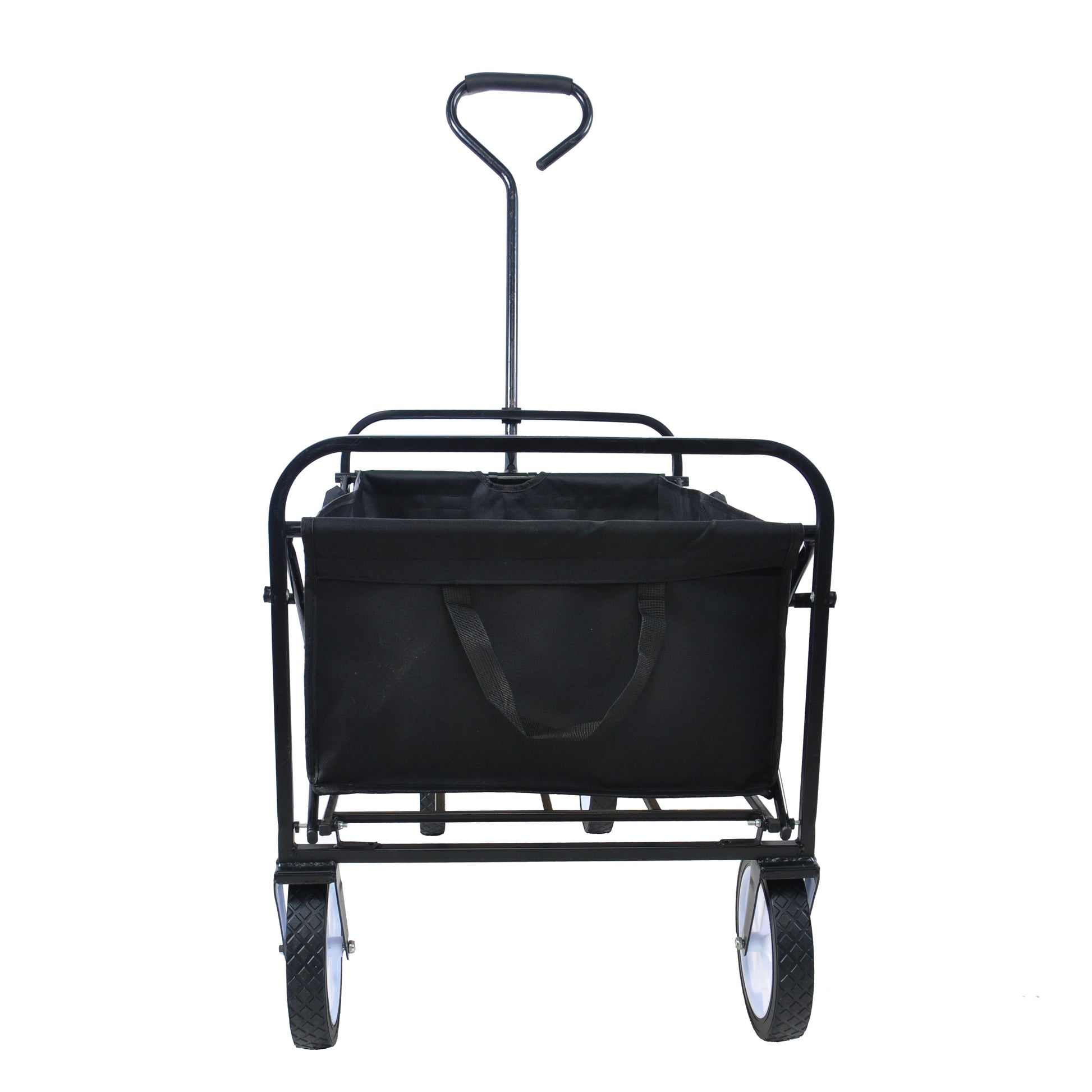 Folding Wagon Garden Shopping Beach Cart (Black) - Korvel