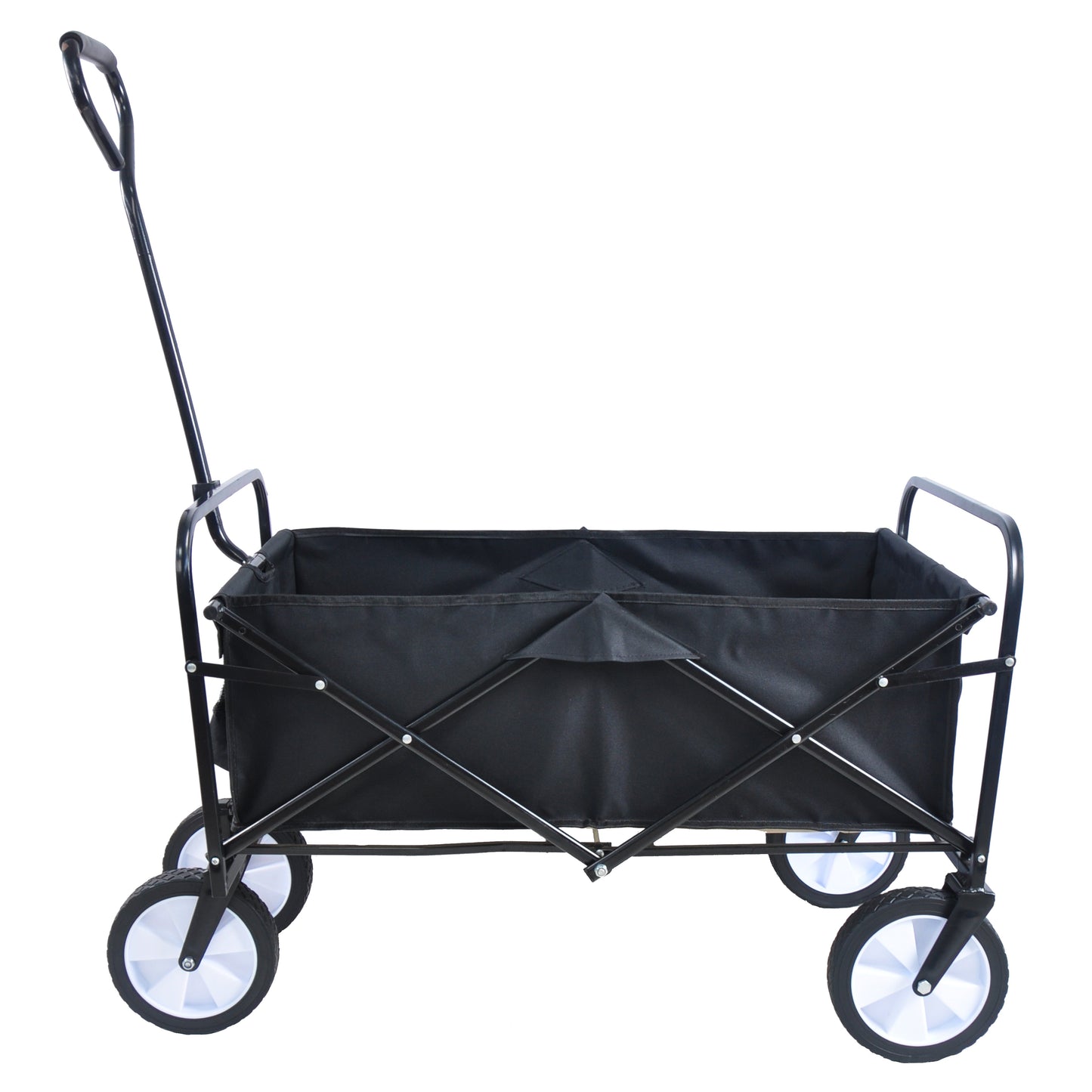 Folding Wagon Garden Shopping Beach Cart (Black) - Korvel