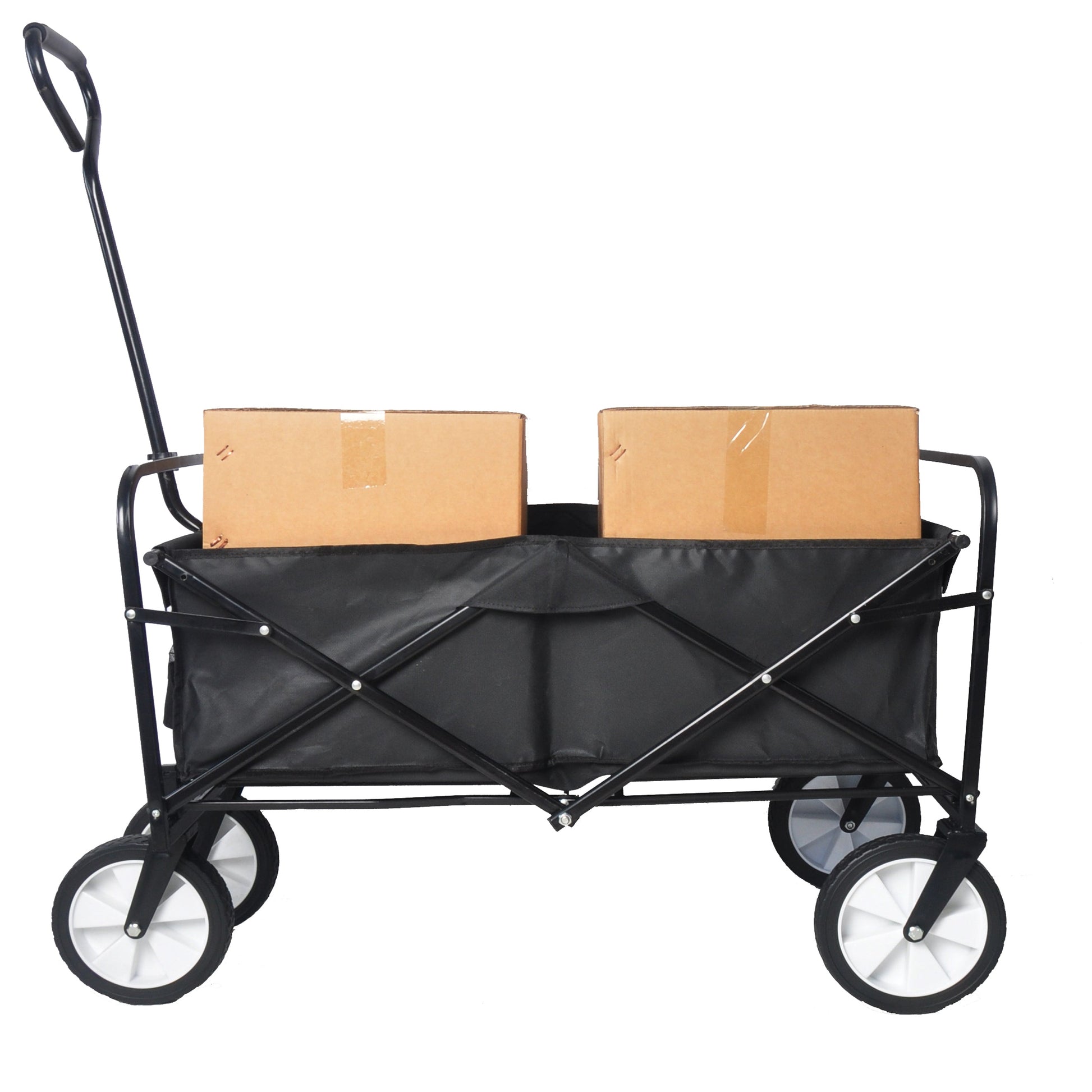 Folding Wagon Garden Shopping Beach Cart (Black) - Korvel