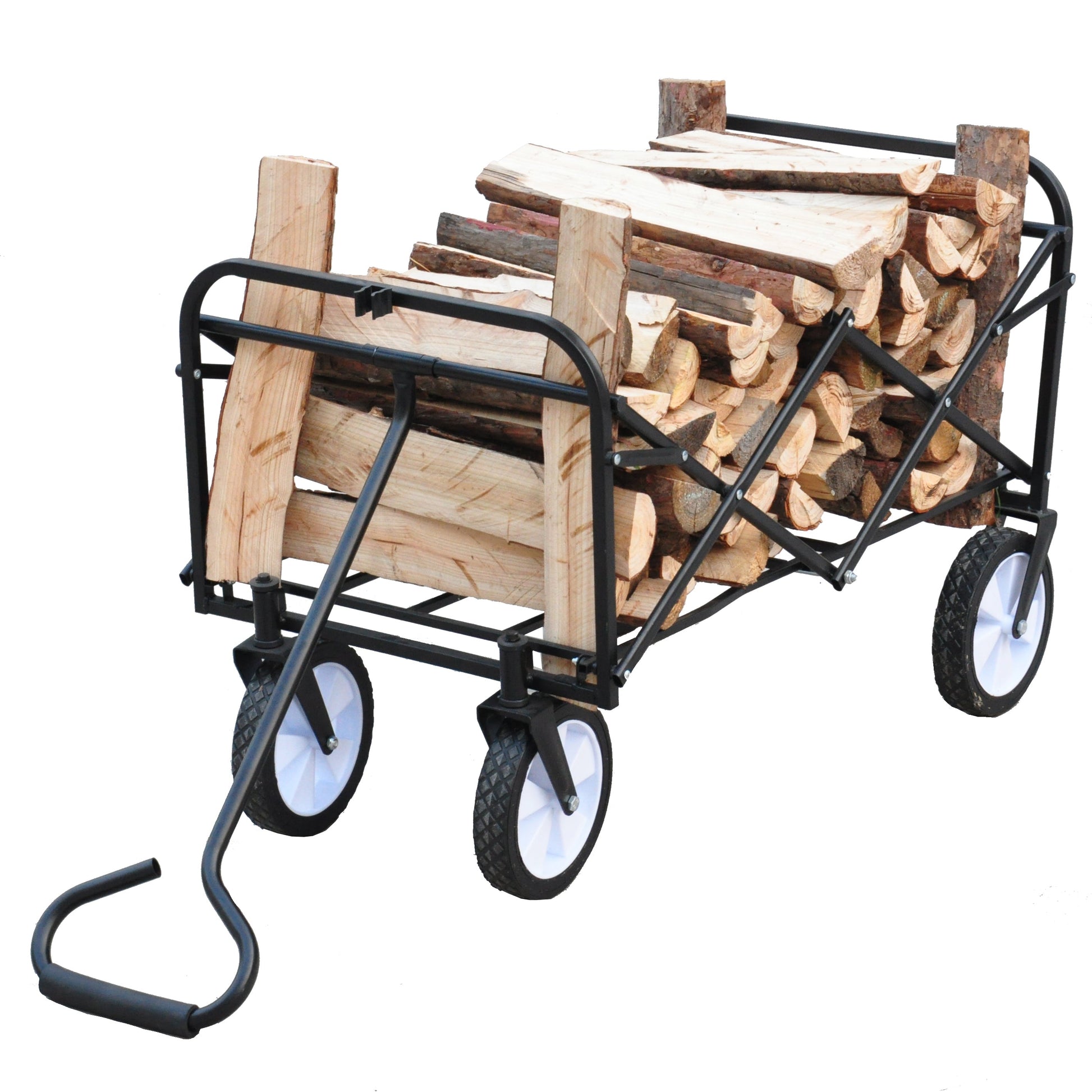 Folding Wagon Garden Shopping Beach Cart (Black) - Korvel