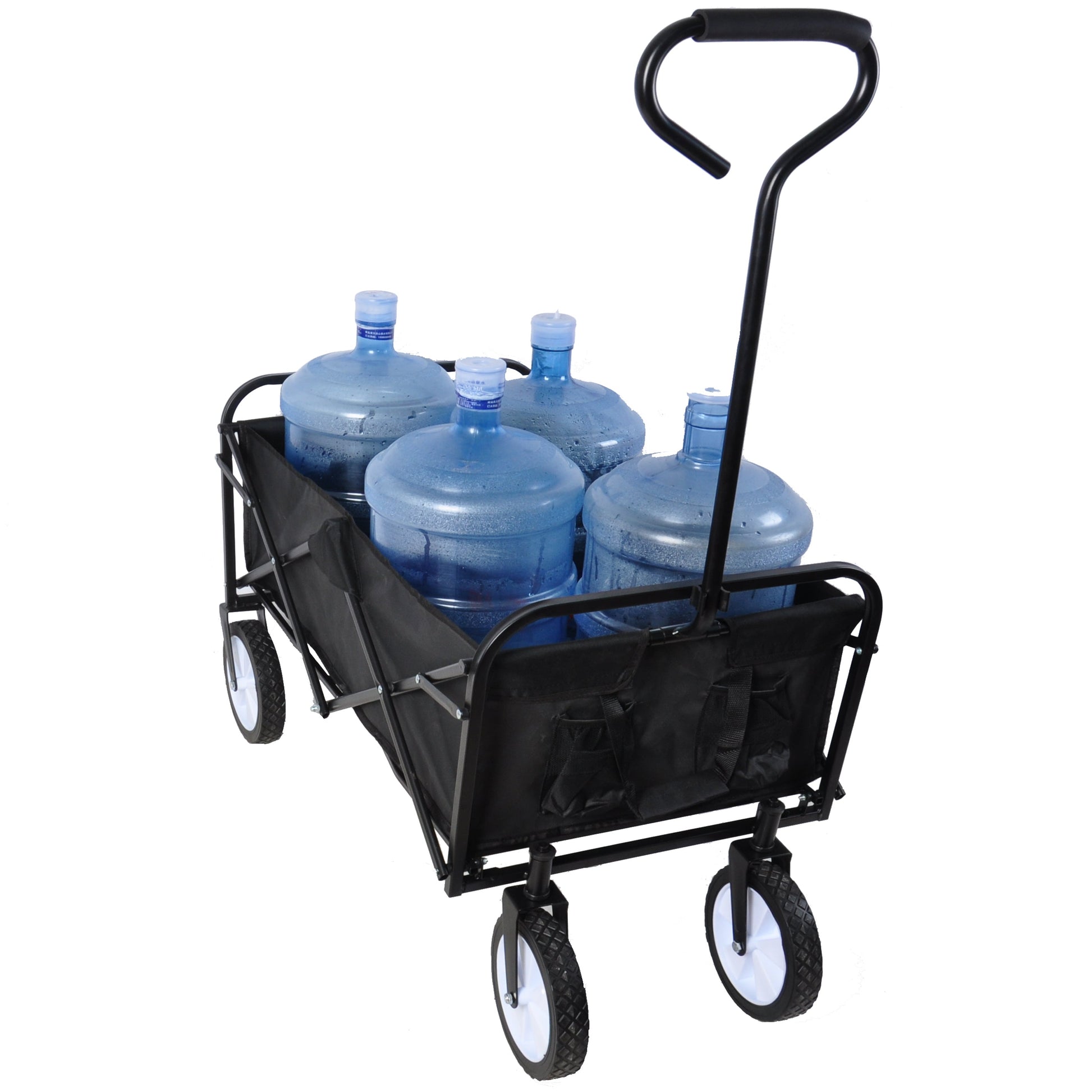 Folding Wagon Garden Shopping Beach Cart (Black) - Korvel