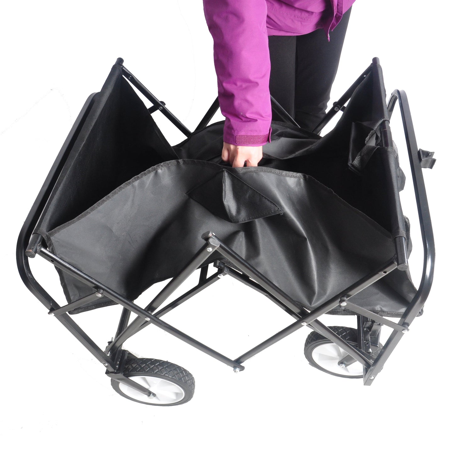Folding Wagon Garden Shopping Beach Cart (Black) - Korvel