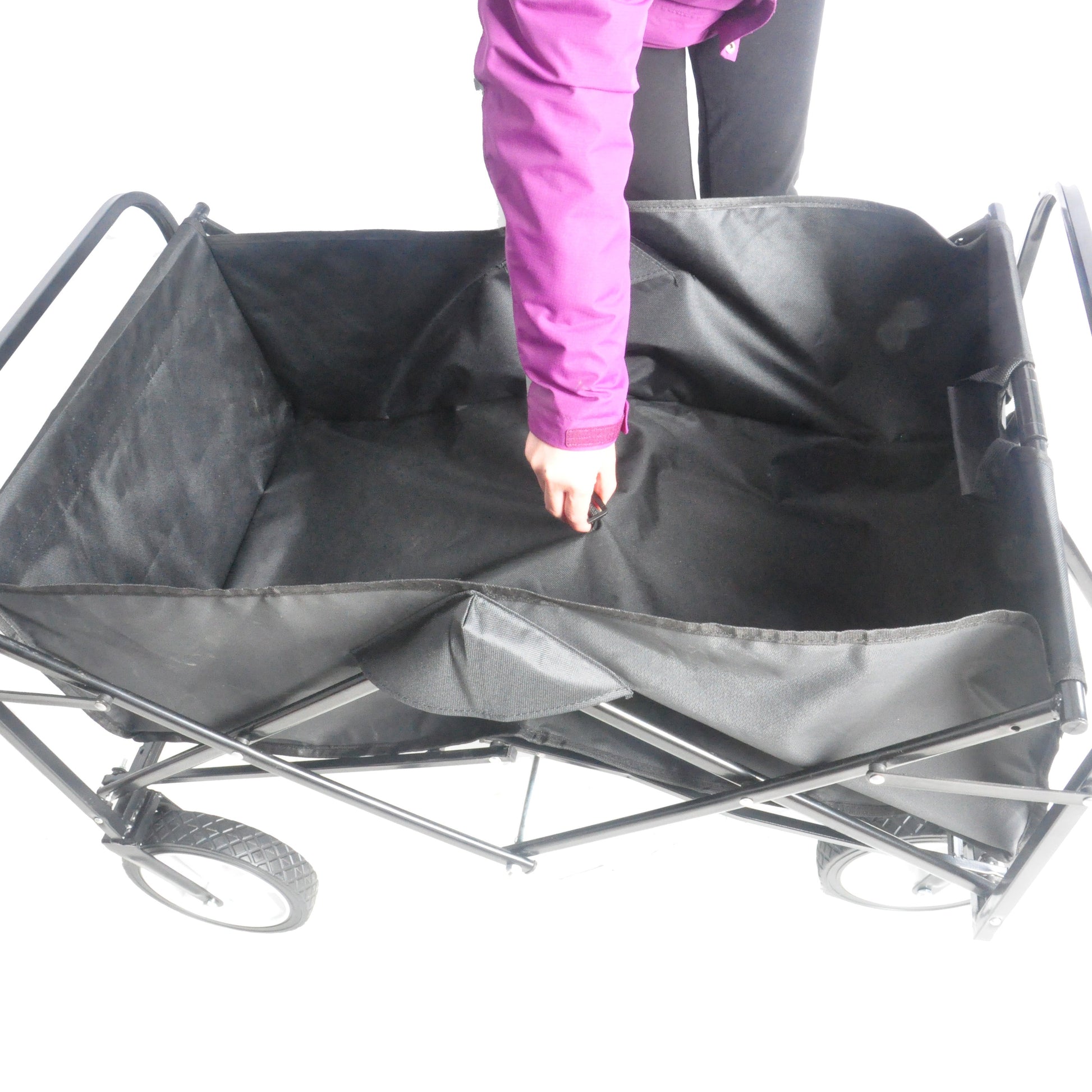 Folding Wagon Garden Shopping Beach Cart (Black) - Korvel