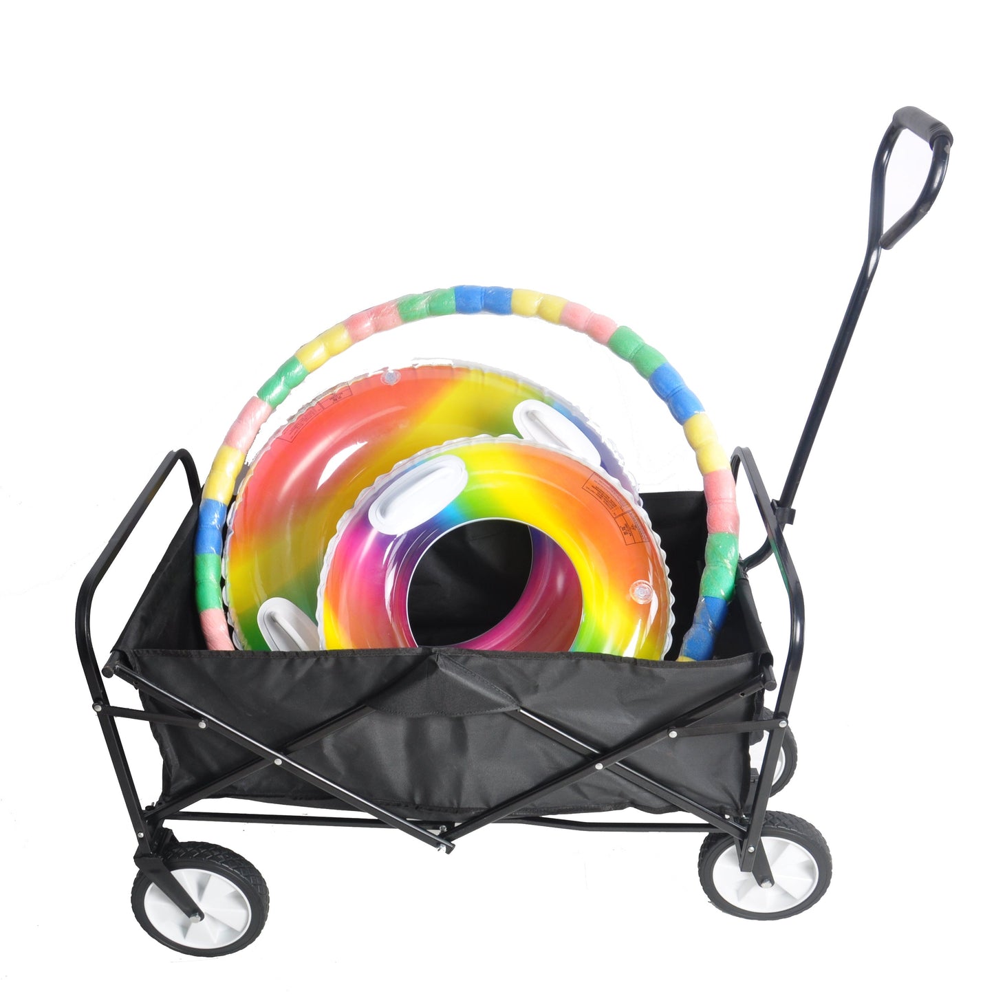 Folding Wagon Garden Shopping Beach Cart (Black) - Korvel