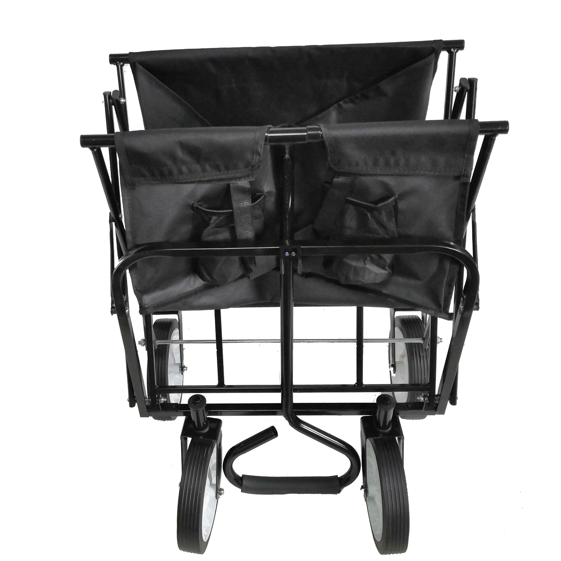 Folding Wagon Garden Shopping Beach Cart (Black) - Korvel