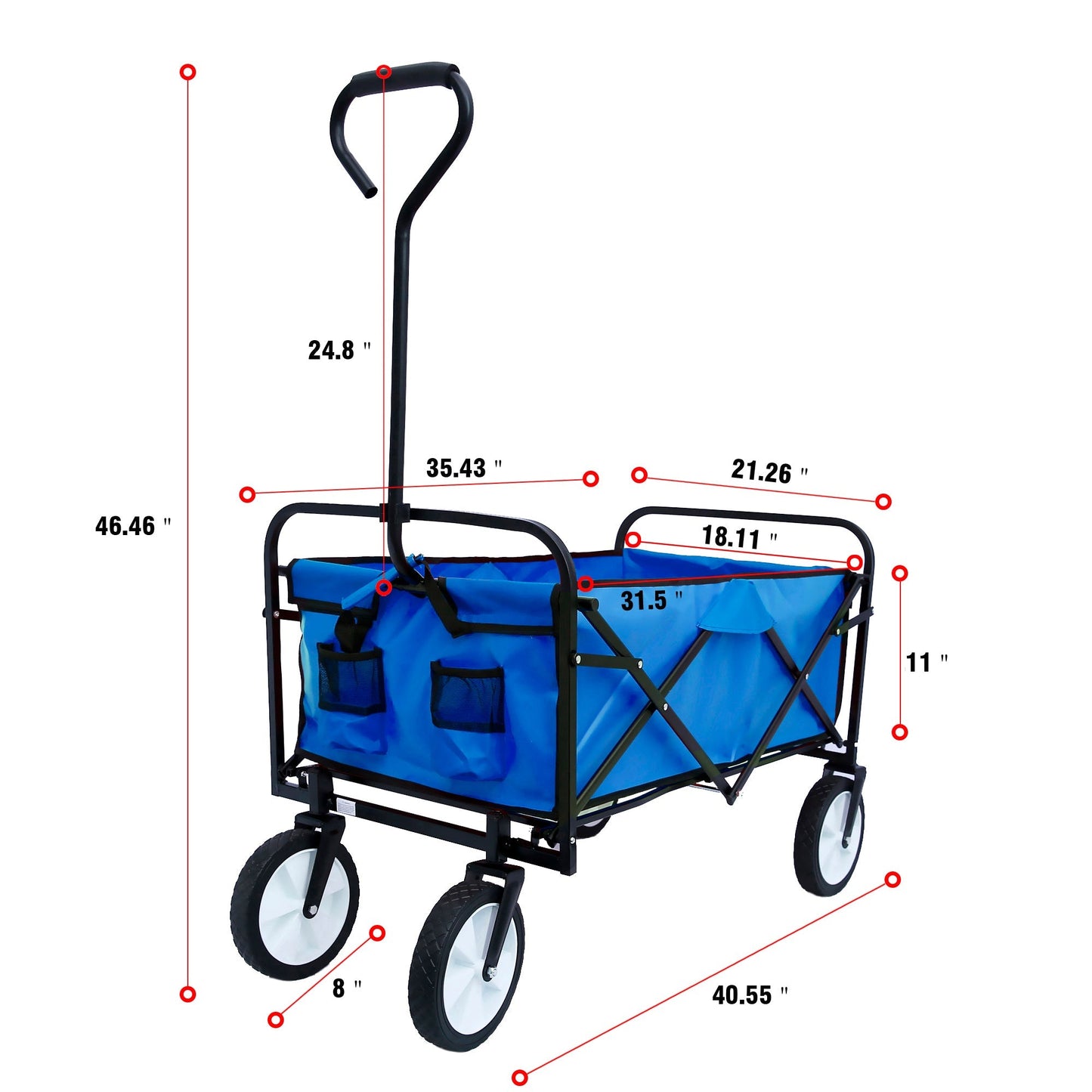 Premium Folding Wagon Garden Shopping Beach Cart - Blue