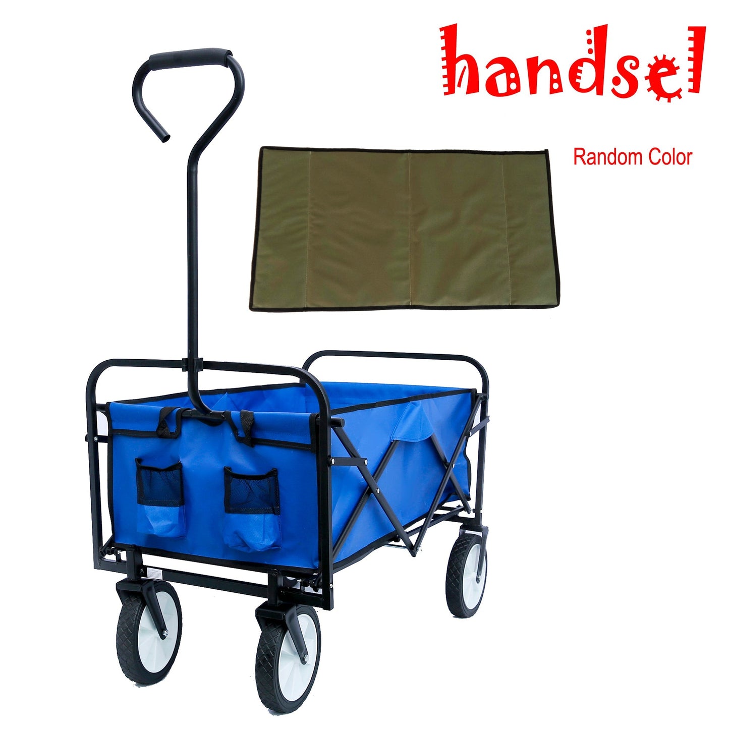 Premium Folding Wagon Garden Shopping Beach Cart - Blue
